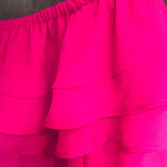 MICHAEL Michael Kors Solid Ruffle Peasant Top, Deep Pink, Long Sleeve Blouse M - Picture 14 of 15